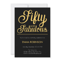 Gold and Black "Fifty and Fabulous" 50th Birthday