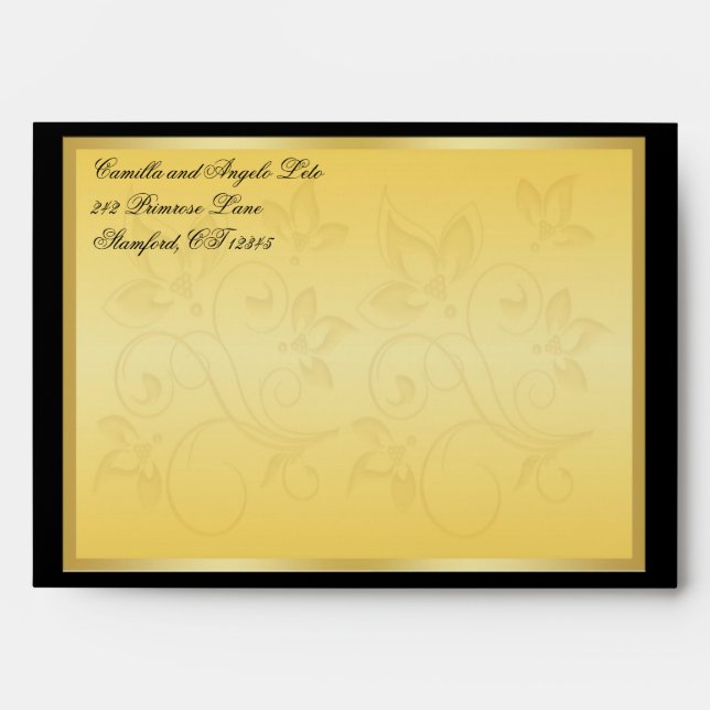 Gold and Black Floral 5x7" Envelope (Front)