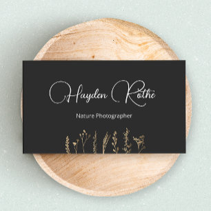 Gold and Black Floral Business Card