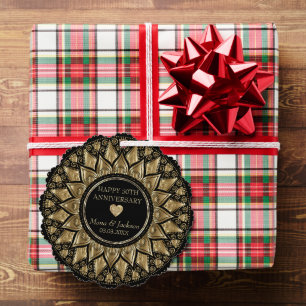 Gold And Black Floral Mandala Wedding Anniversary Tree Decoration Card