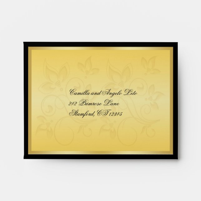 Gold and Black Floral RSVP Envelope (Front)