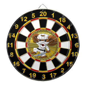 Gold and black foil Cheburashka bear with a sword Dartboard