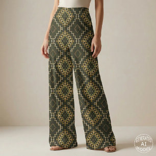 Gold and Black Geometric Ethnic Oriental Arabesque Fabric
