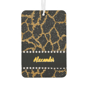 Gold and black giraffe print design car air freshener