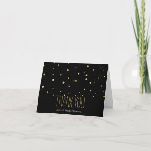 Gold and Black Glitter Confetti Dots Thank you