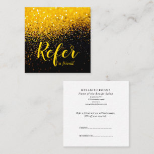 Gold And Black Glitter Elegant Refer A Friend Referral Card