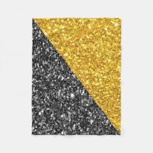 Gold And Black Glitter Fleece Blanket