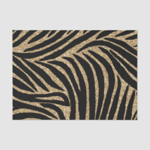 Gold and Black Glitter Zebra Print Tissue Paper
