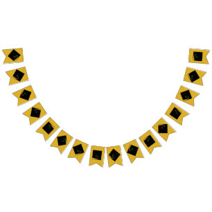 Gold and black graduation party bunting flags