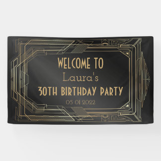 Gold and Black Great Gatsby Party Banner Back Drop