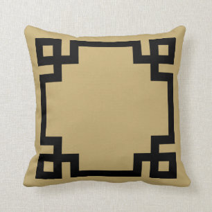 Gold and Black Greek Key Border Cushion