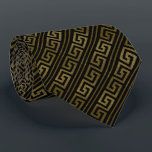 Gold and Black Greek Key Stripe Design Tie<br><div class="desc">Gold and black Greek key stripe pattern design.</div>
