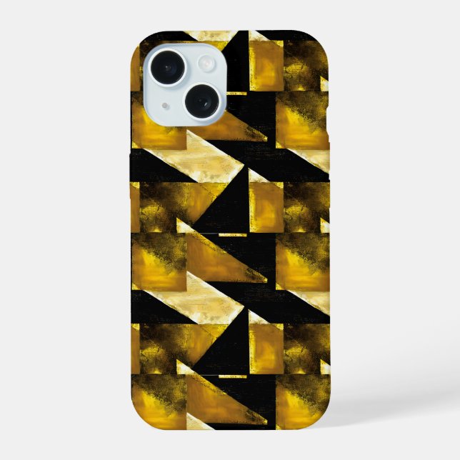 Gold and black grunge 7 iPhone 15 case (Back)