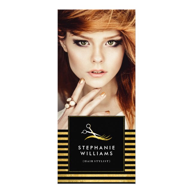 Gold and Black Hair Salon Price List Rack Card (Front)