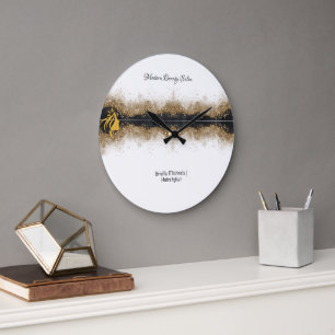 Gold and black Hairstylist Salon Large Clock