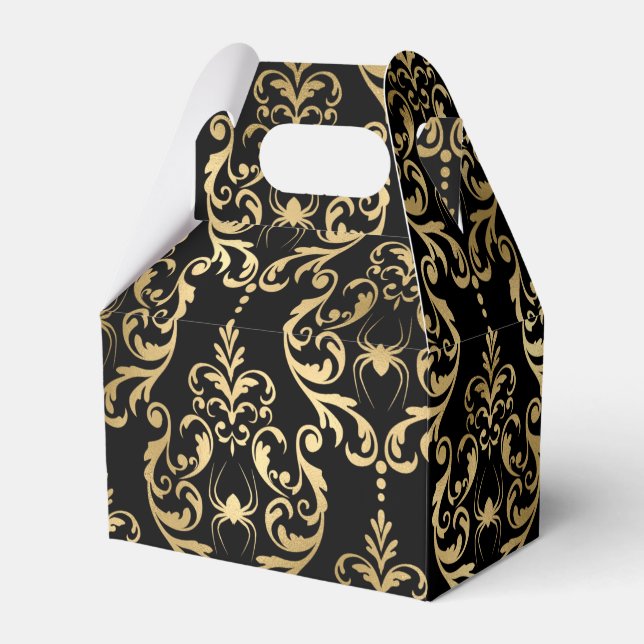 Gold and Black Halloween Damask Favour Box (Front Side)