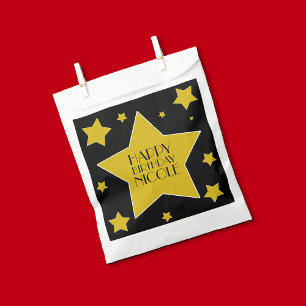Gold And Black Hollywood Stars Birthday Favour Bag