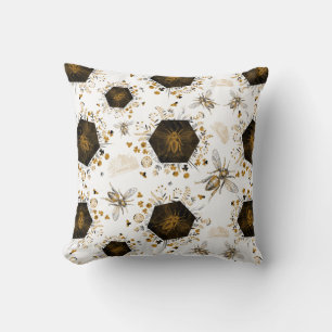 Gold and Black Honey Bee Cushion