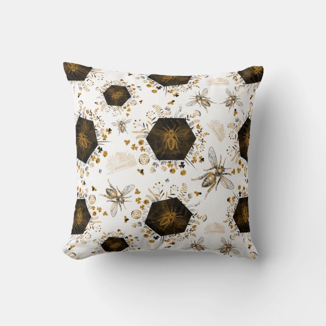 Gold and Black Honey Bee Cushion (Front)
