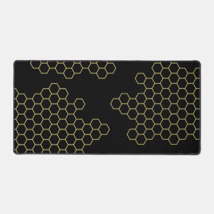 Gold and Black Honeycomb Design  Desk Mat