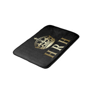 Gold And Black HRH Royal Crown Bath Mat