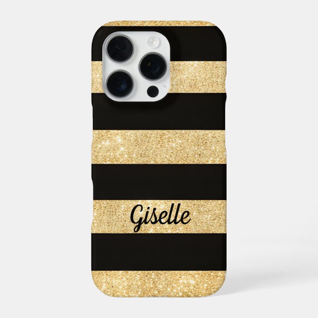 Gold and Black IPhone 16 Pro Case (Back)
