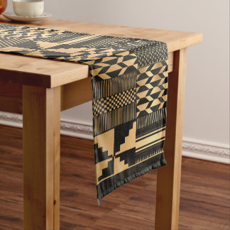 Gold and Black Kente Cloth-Inspired  Short Table Runner