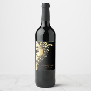 Gold And Black Keyboard- Save The Date Wine Label
