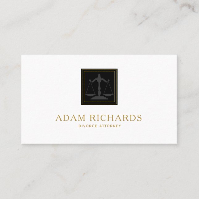Gold and Black Law Business Card Template (Front)