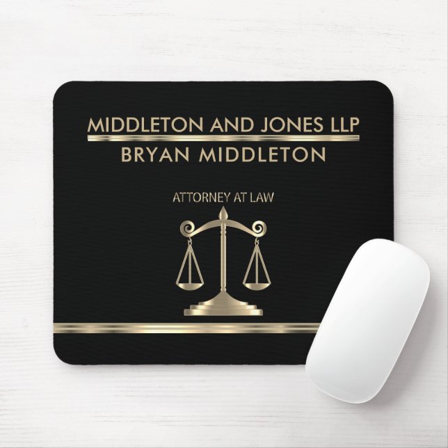 Gold and Black Law Firm Designs Mouse Pad (With Mouse)