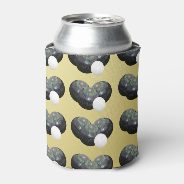 Gold And Black Lawn Bowls Pattern,   Can Cooler (Can Front)