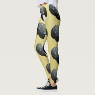 Gold And Black Lawn Bowls Pattern,   Leggings