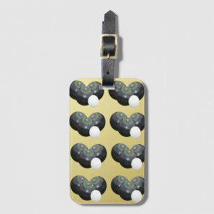 Gold And Black Lawn Bowls Pattern, Luggage Tag
