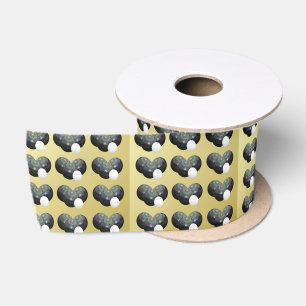 Gold And Black Lawn Bowls Pattern, Satin Ribbon