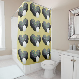 Gold And Black Lawn Bowls Pattern,    Shower Curtain
