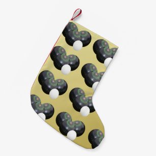 Gold And Black Lawn Bowls Pattern, Small Christmas Stocking