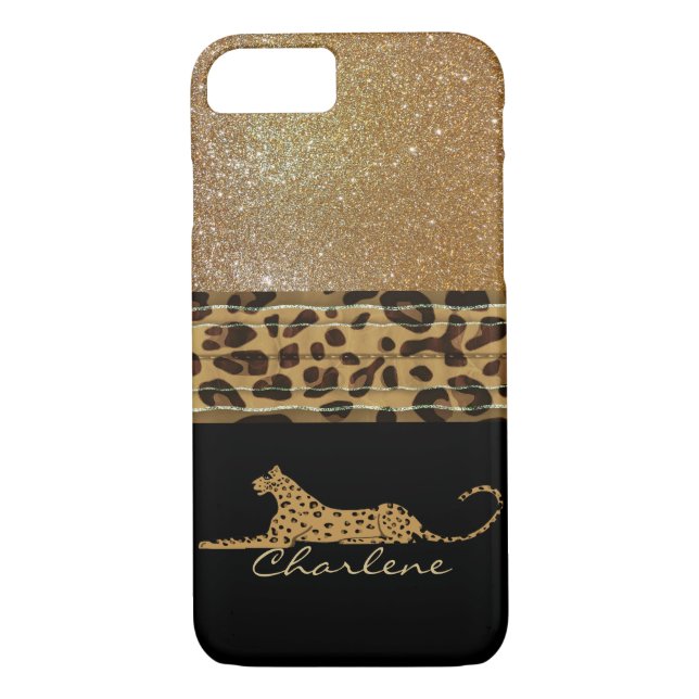 Gold and Black Leopard Custom iPhone 7 Case (Back)