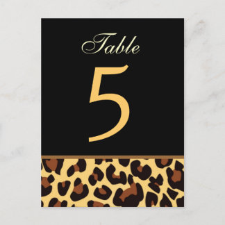 Gold and Black Leopard Wedding Table Number Card