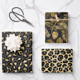 Gold and Black Leopard Wrapping Paper Sheet