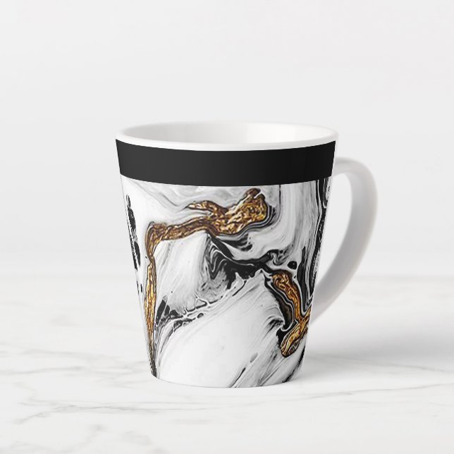“Gold and Black Marble” Latte Mug (Right Angle)