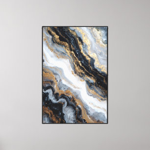 Gold and Black Marble Pattern Abstract Wall Art