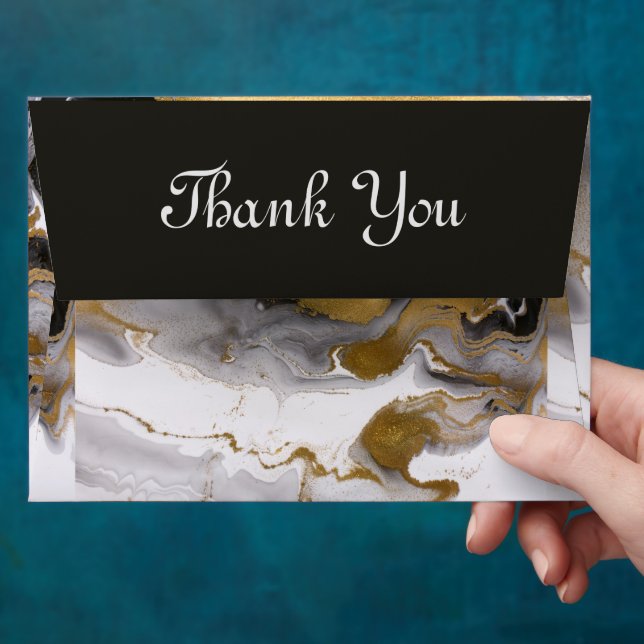 Gold and Black Marble swirl Envelope (Hand)