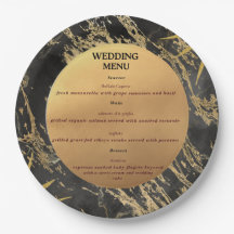 Gold and black marble theme wedding Menu