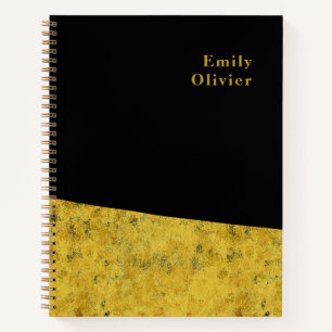 Gold and Black Minimalist Design Custom Name Notebook