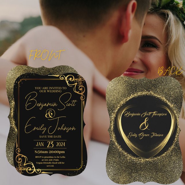 gold and black modern elegance wedding invitation (Creator Uploaded)