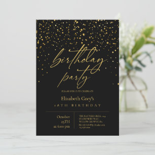 Gold and Black Modern Minimalist Birthday Party Invitation