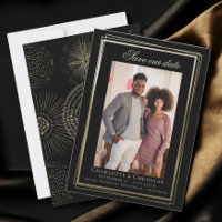 Gold and Black Modern Save Our Date Wedding
