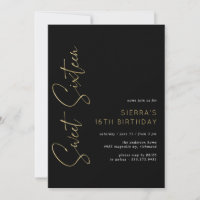 Gold and Black | Modern Sleek Sweet 16 Birthday