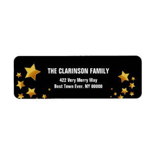 Gold and Black Modern Stars G303 Return Address Label
