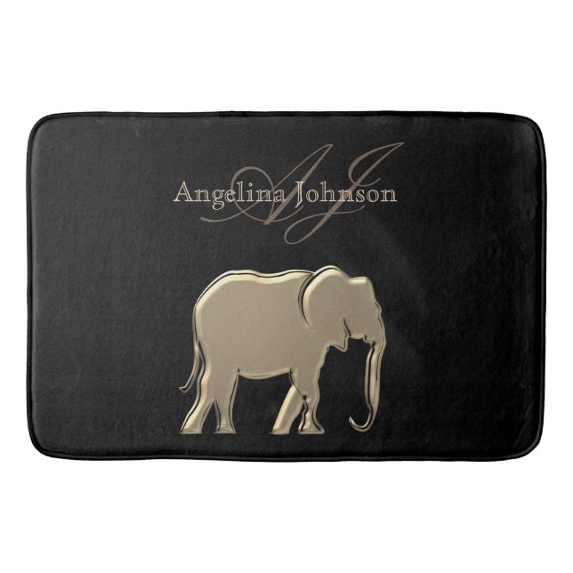 Gold And Black Monogram Bath Mat (Front)